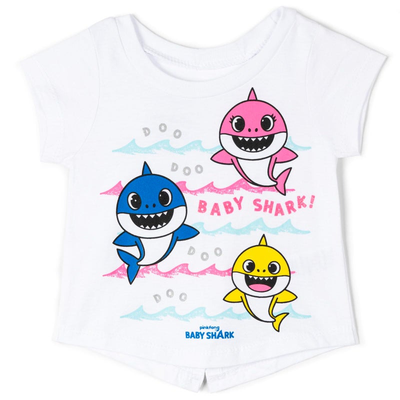 Pinkfong Baby Shark Infant Baby Girls Graphic T-Shirt and Shorts Outfit Set Pink/White 18 Months - Image 2